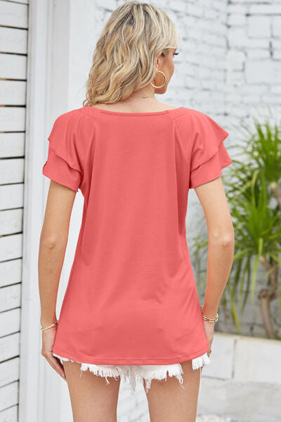 Square Neck Flutter Sleeve T-Shirt - T-Shirts - Shirts & Tops - 11 - 2024