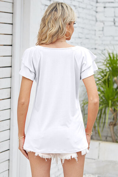 Square Neck Flutter Sleeve T-Shirt - T-Shirts - Shirts & Tops - 15 - 2024