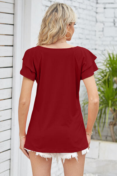 Square Neck Flutter Sleeve T-Shirt - T-Shirts - Shirts & Tops - 19 - 2024