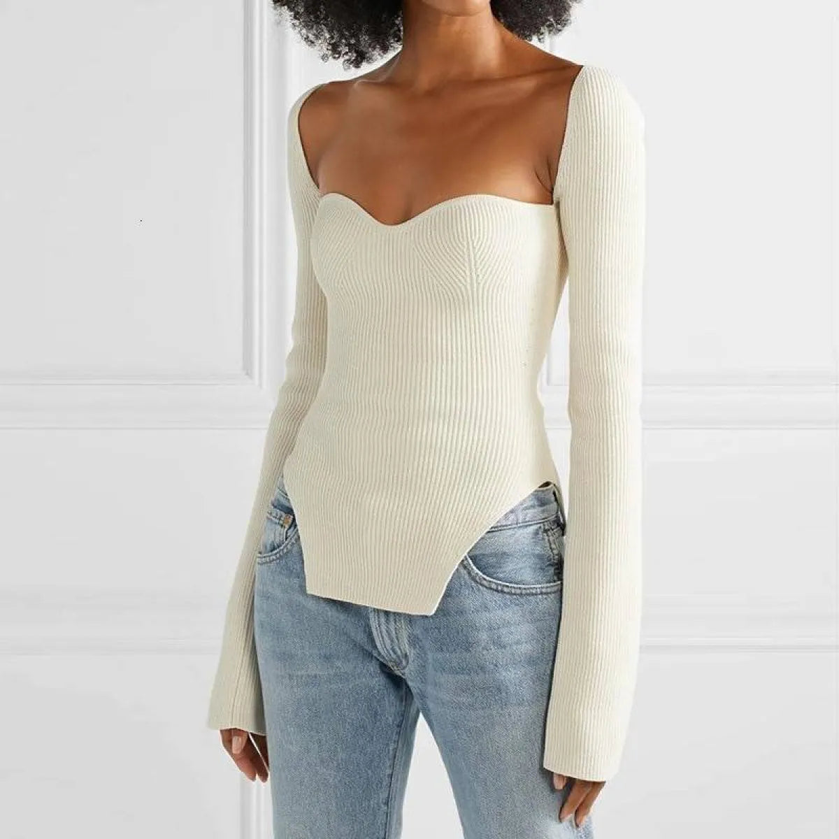 Square Neck Knit Top - Women’s Clothing & Accessories - 1
