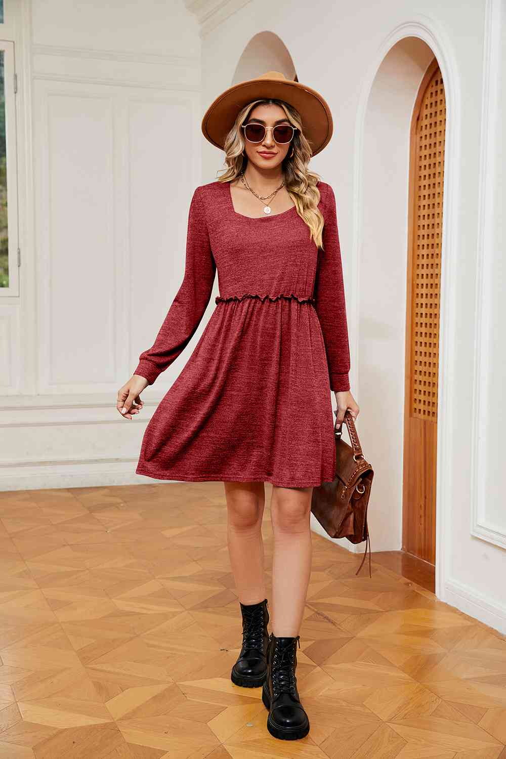 Square Neck Long Sleeve Dress - All Dresses - Dresses - 12 - 2024