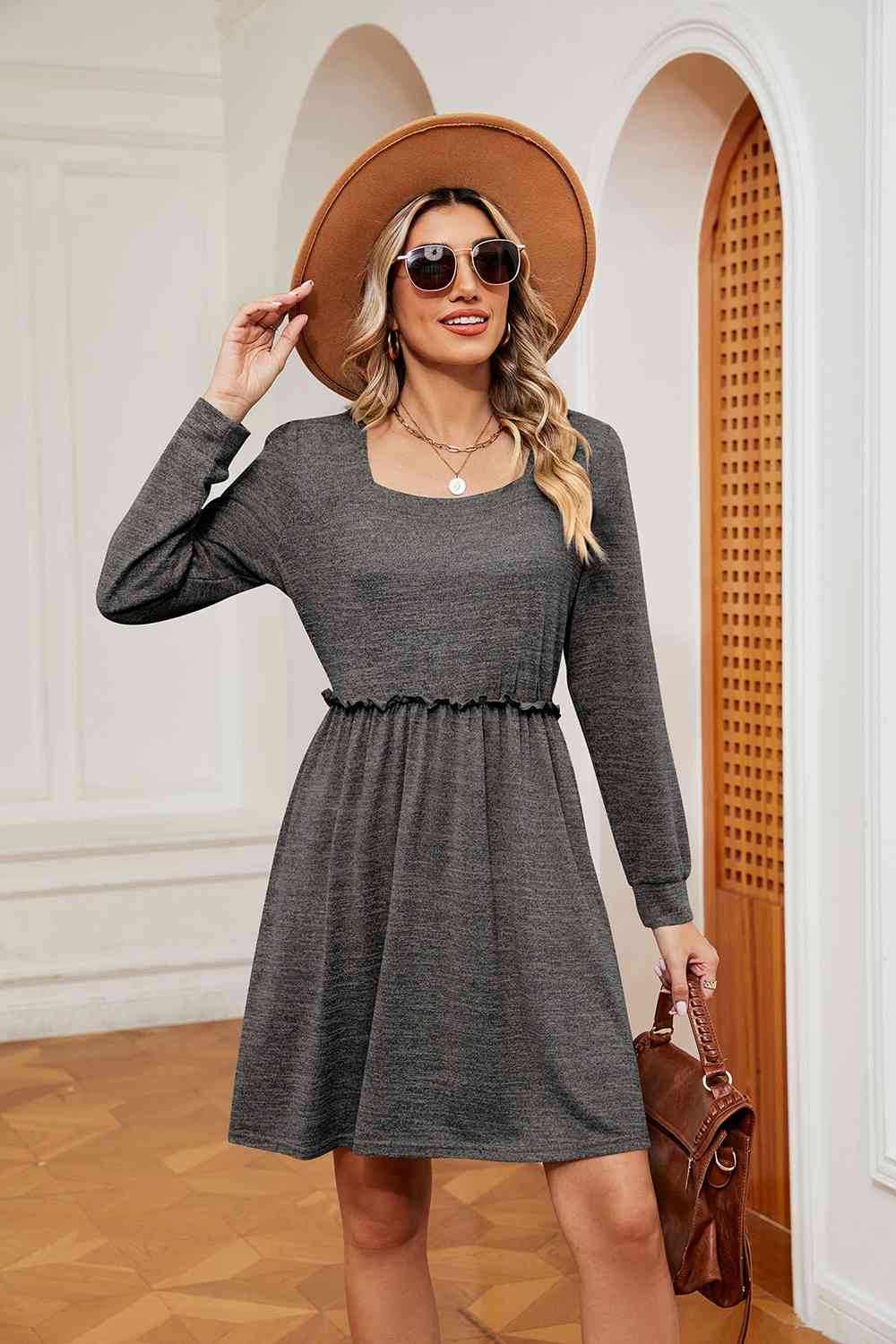 Square Neck Long Sleeve Dress - All Dresses - Dresses - 14 - 2024