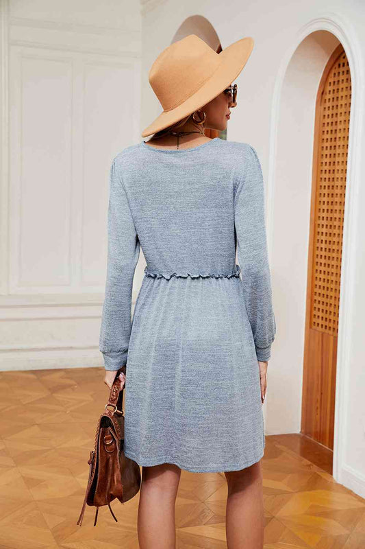 Square Neck Long Sleeve Dress - All Dresses - Dresses - 2 - 2024