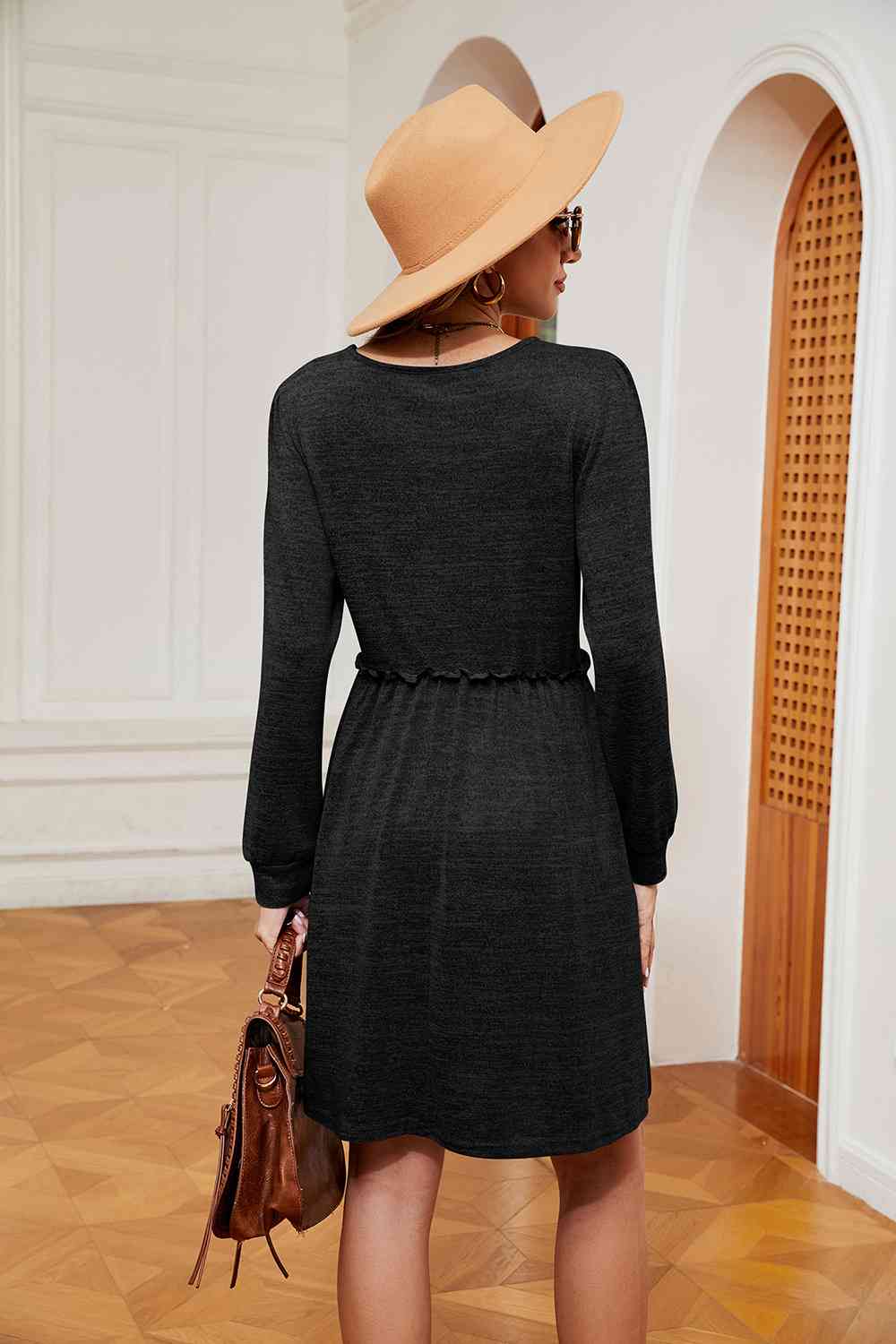 Square Neck Long Sleeve Dress - All Dresses - Dresses - 7 - 2024