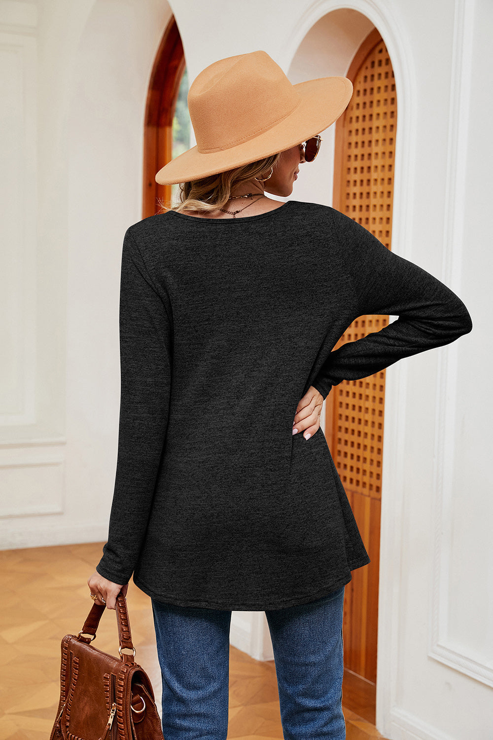 Square Neck Long Sleeve Peplum Top - T-Shirts - Shirts & Tops - 8 - 2024