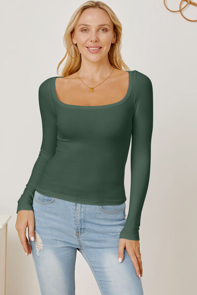 Square Neck Long Sleeve T-Shirt - Green / S - T-Shirts - Shirts & Tops - 19 - 2024