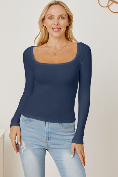 Square Neck Long Sleeve T-Shirt - Dark Navy / S - T-Shirts - Shirts & Tops - 28 - 2024