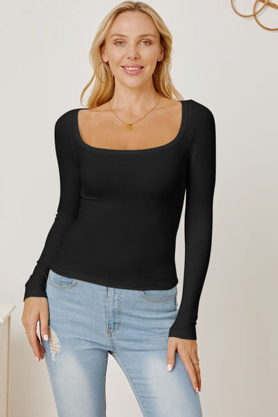 Square Neck Long Sleeve T-Shirt - Black / S - T-Shirts - Shirts & Tops - 7 - 2024