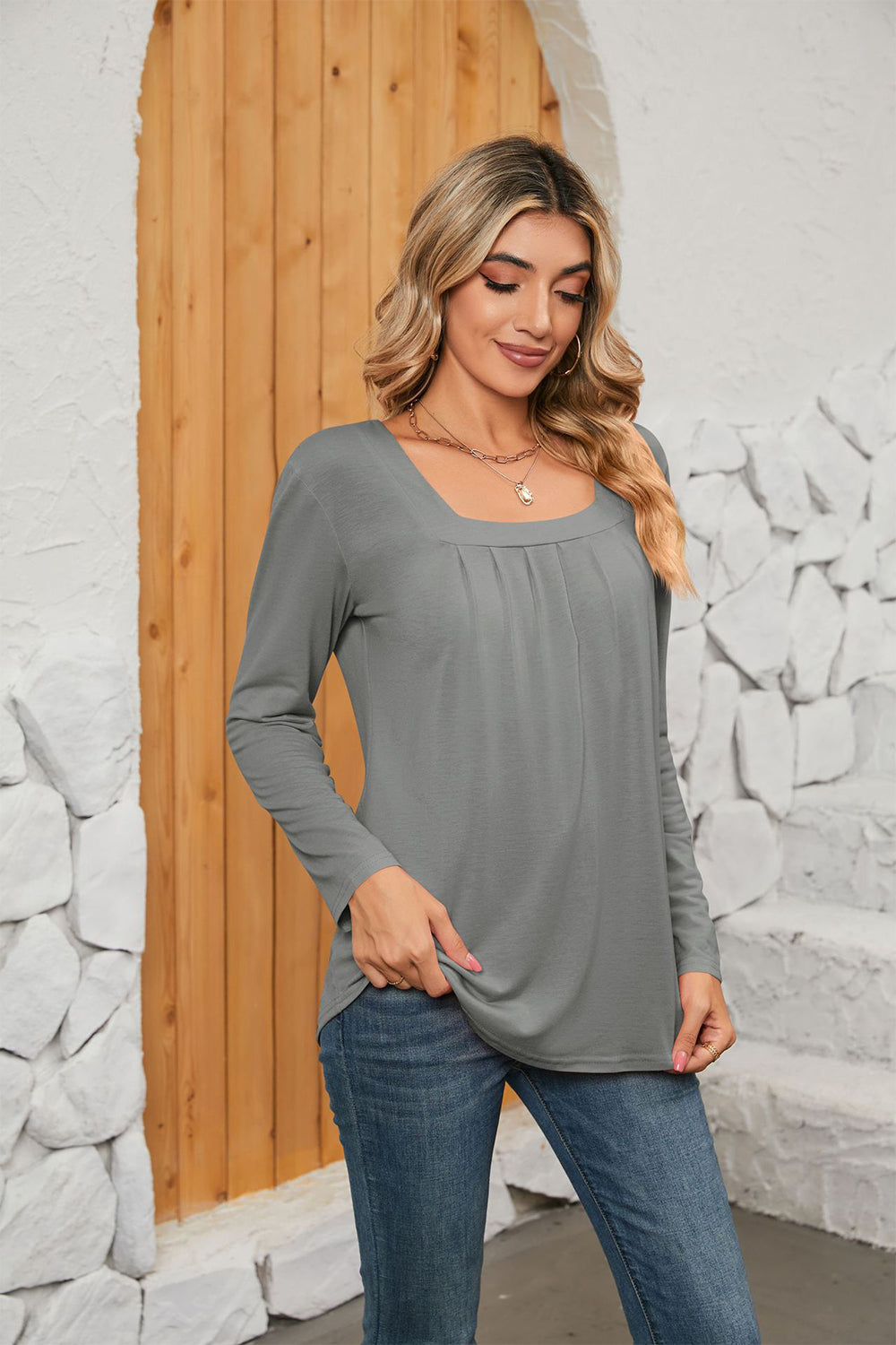 Square Neck Long Sleeve T-Shirt - T-Shirts - Shirts & Tops - 13 - 2024