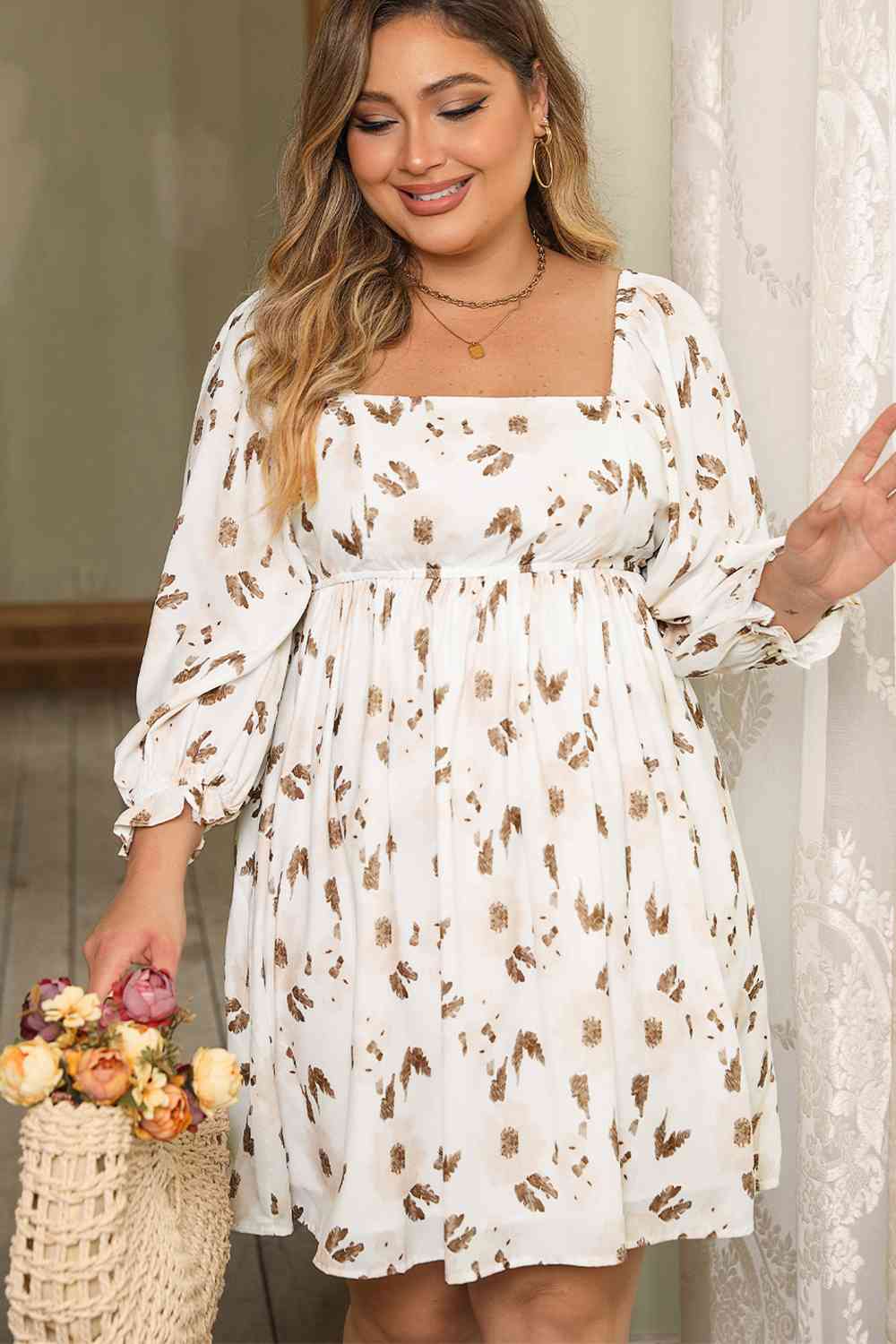 Plus Size Printed Square Neck Mini Dress - All Dresses - Dresses - 5 - 2024