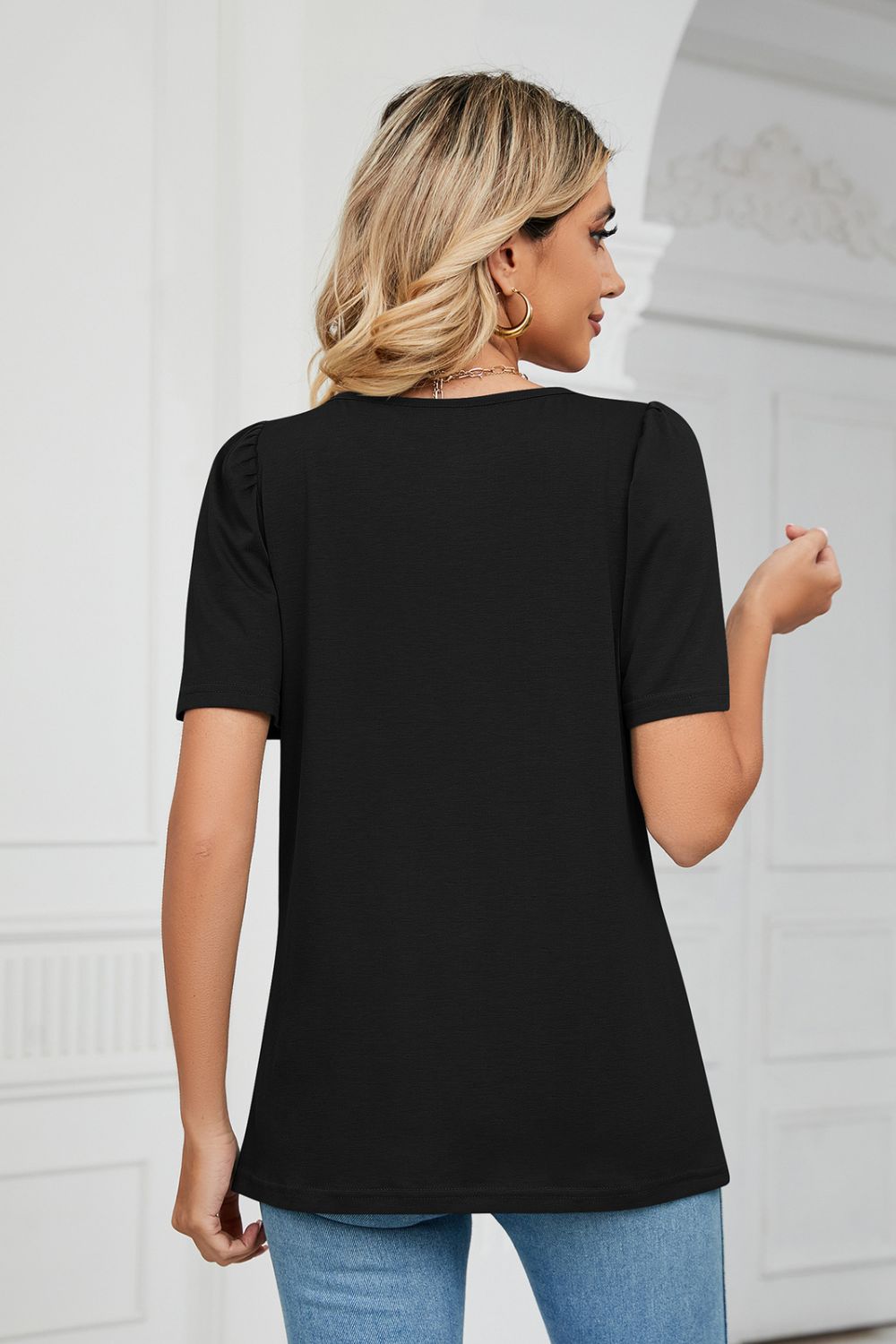 Square Neck Puff Sleeve T-Shirt - T-Shirts - Shirts & Tops - 15 - 2024