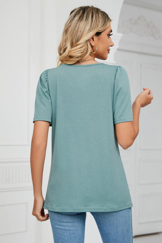 Square Neck Puff Sleeve T-Shirt - T-Shirts - Shirts & Tops - 2 - 2024