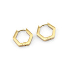 Hexagon Gold Stainless Steel Earrings - T-Shirts - Earrings - 2