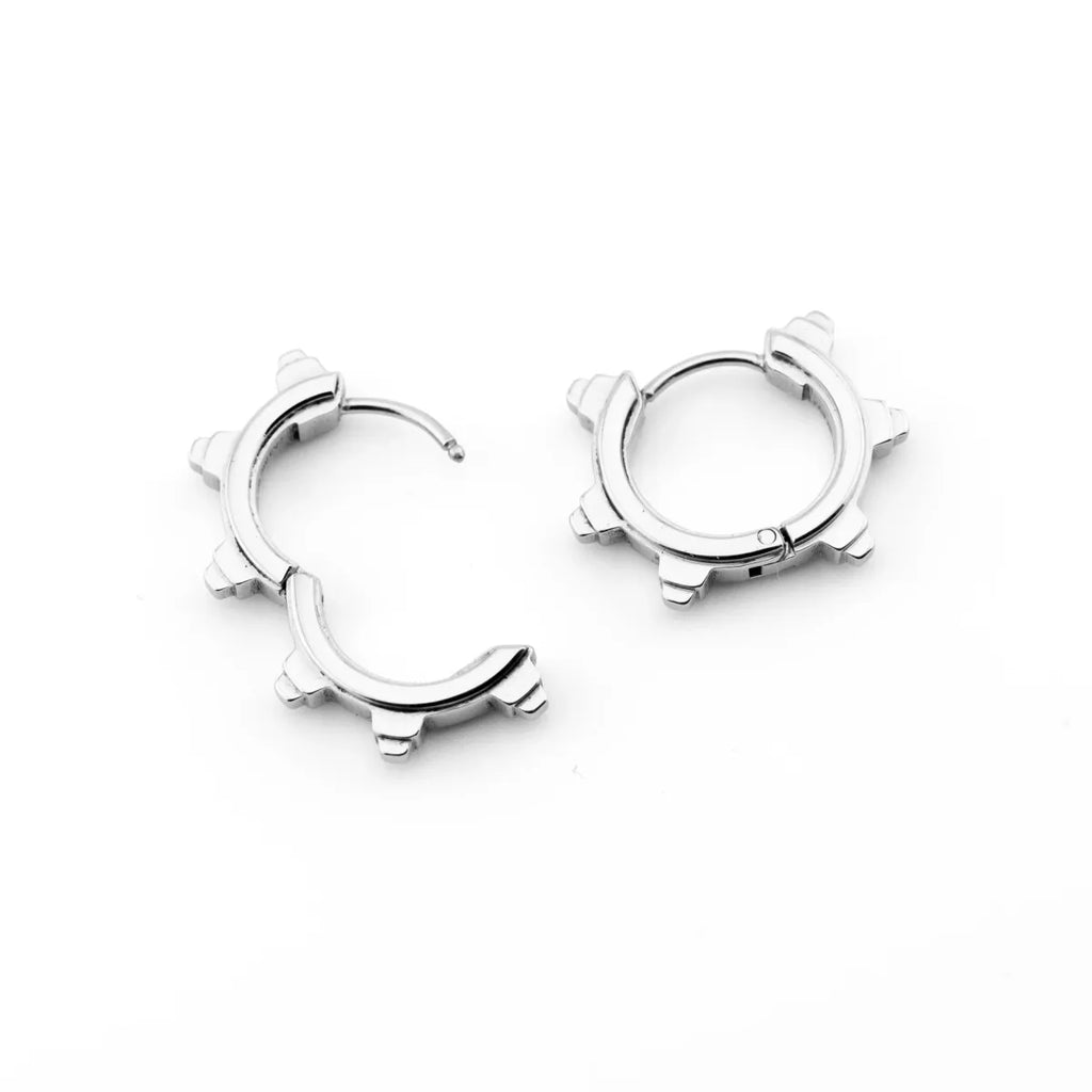 SP-01B Stainless Steel Spike Hoop Earrings - T-Shirts - Earrings - 4