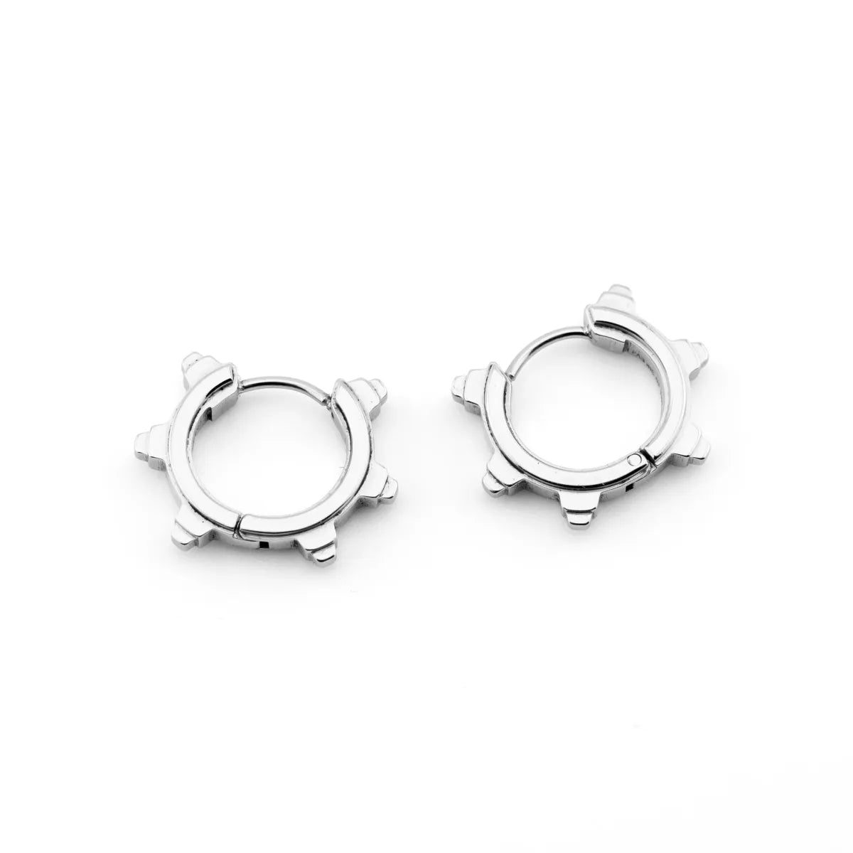 SP-01B Stainless Steel Spike Hoop Earrings - T-Shirts - Earrings - 1