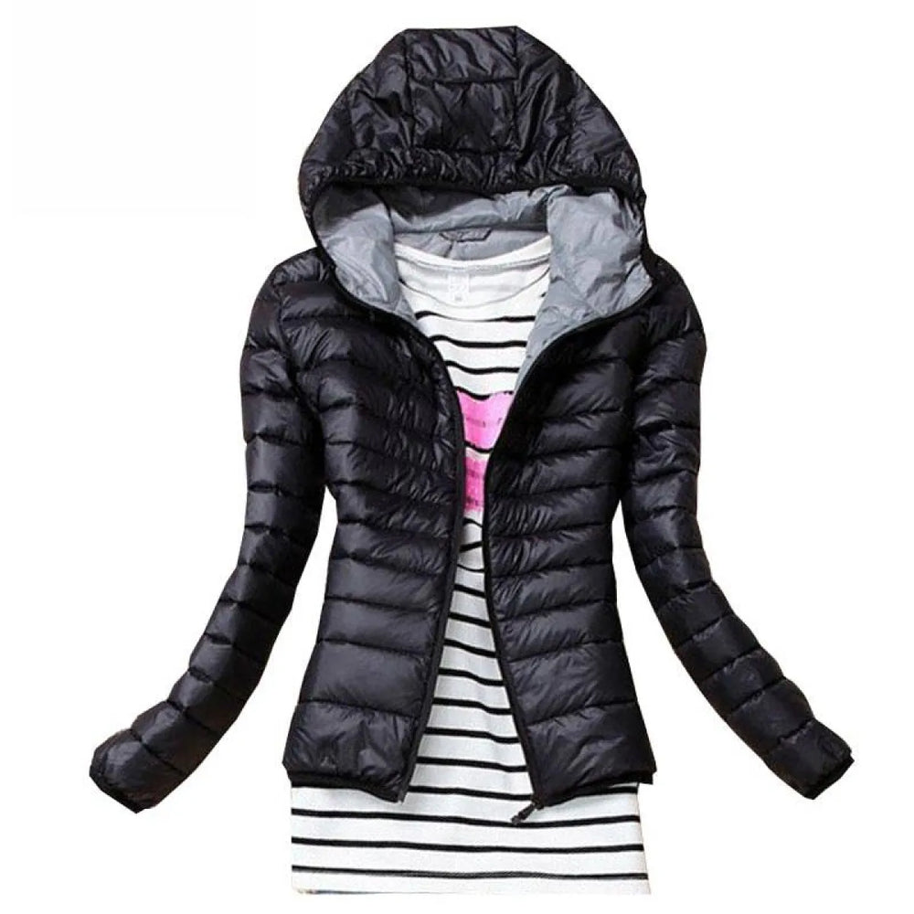 Stand Collar Hooded Winter Jacket - Women’s Clothing & Accessories - 1