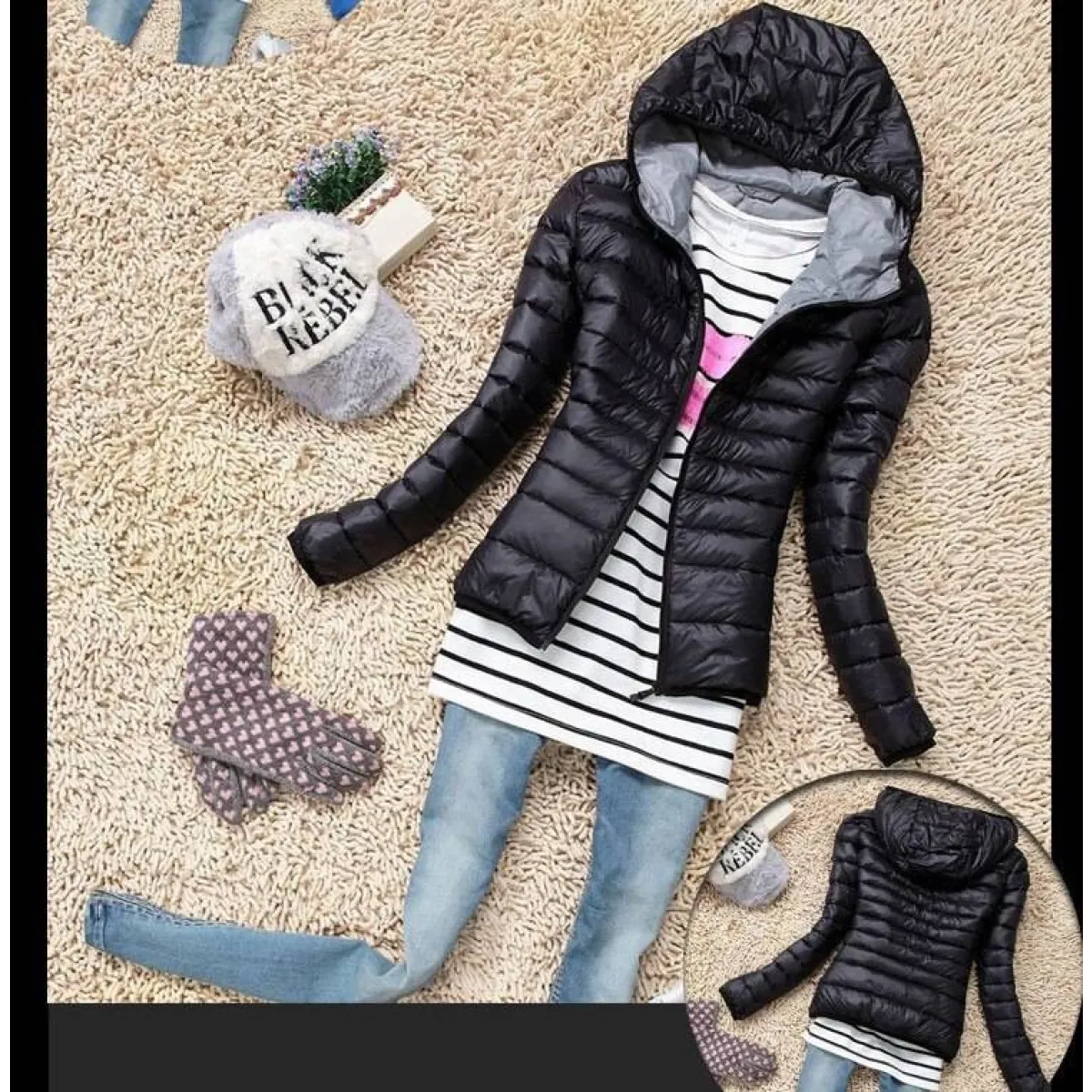 Stand Collar Hooded Winter Jacket - Women’s Clothing & Accessories - 12