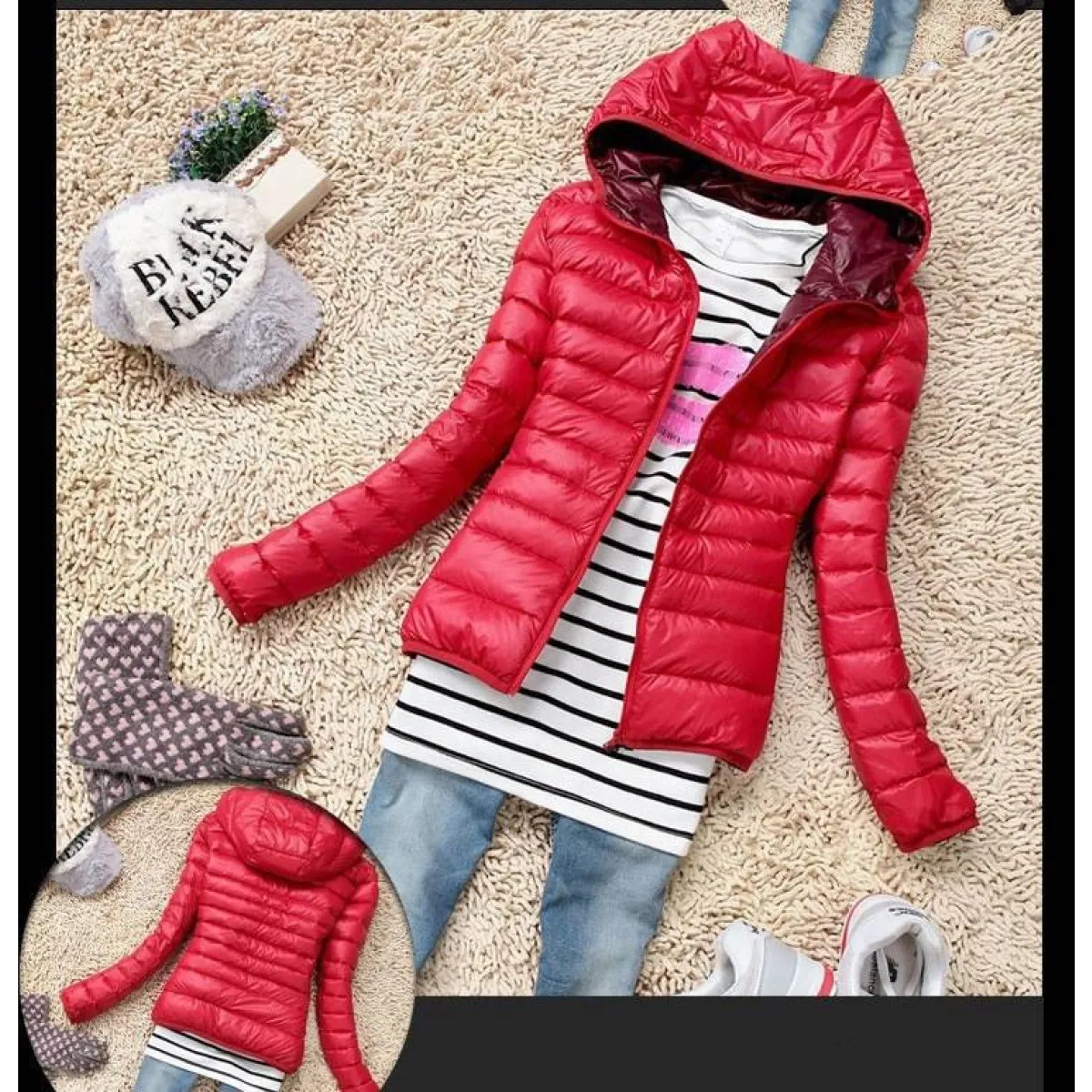 Stand Collar Hooded Winter Jacket - Women’s Clothing & Accessories - 4