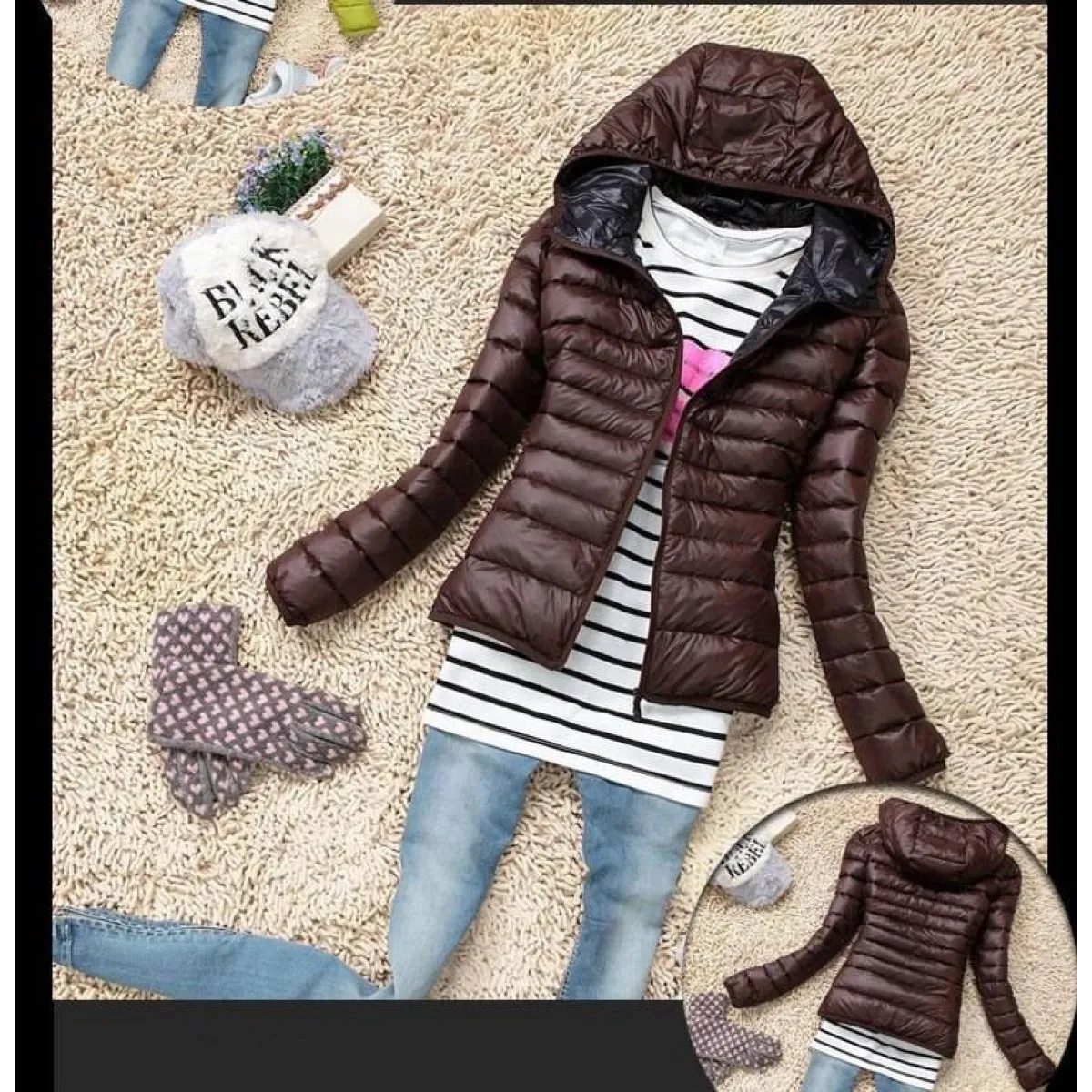 Stand Collar Hooded Winter Jacket - Women’s Clothing & Accessories - 9