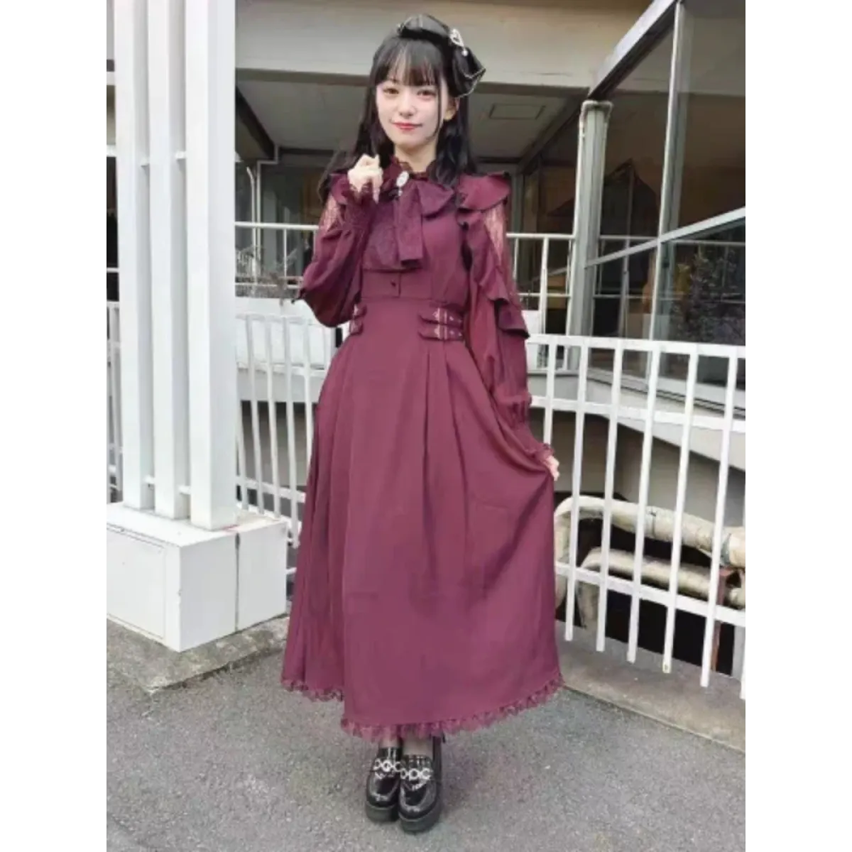 Gothic Lace Bow Stand Collar Lolita Dress - All Dresses - Lolita Dress - 3