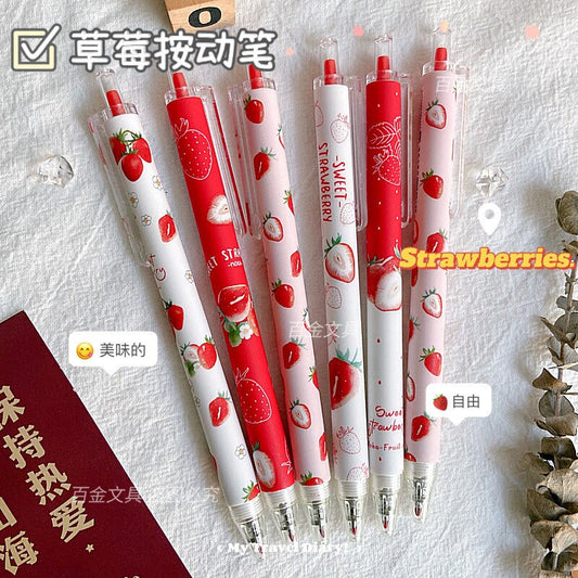 3 Pc Strawberry Gel Pen - Stationary & More - Pens - 2 - 2024