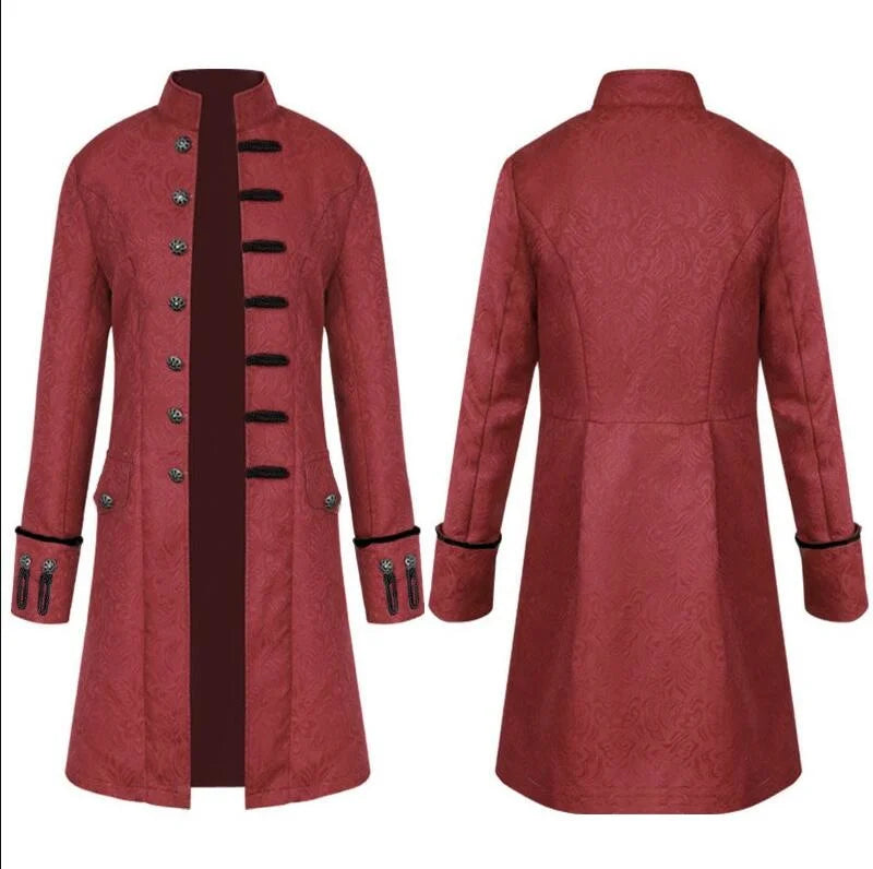 Steampunk Trench Coat for Men - Dark Red Jacket / S - All Products - Clothing - 10 - 2024