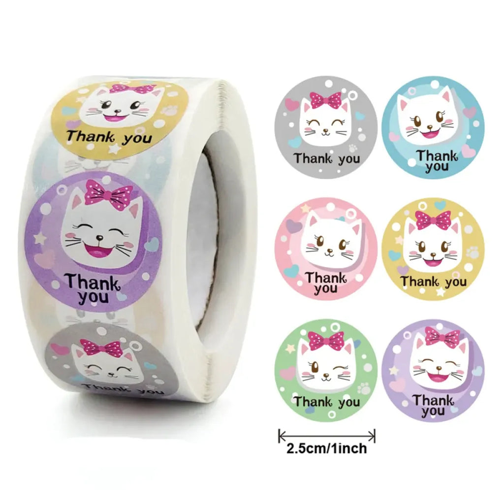 Cute Animal Thank You Stickers Roll - 100-500 PCS - Stickers - 5