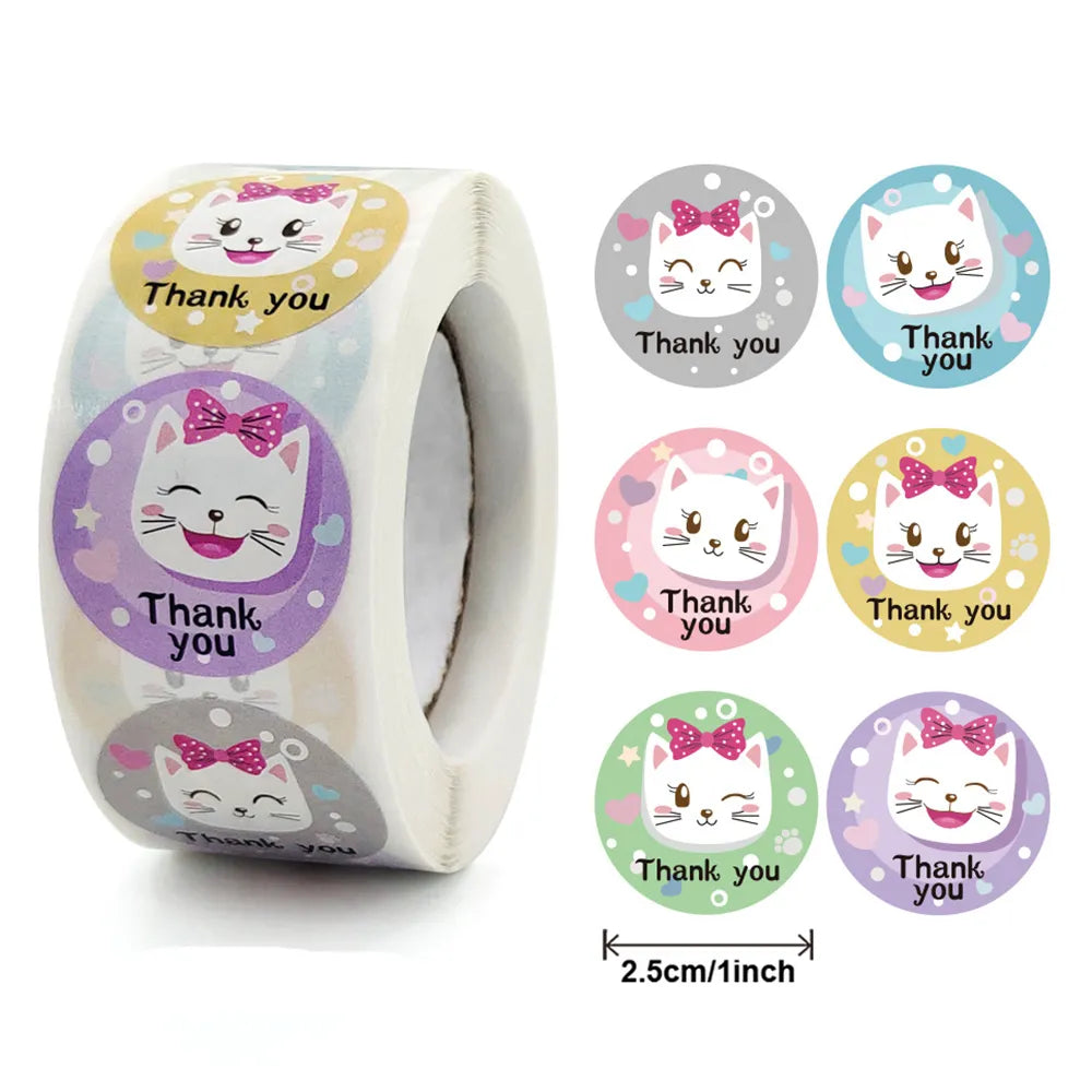 Cute Animal Thank You Stickers Roll - 100-500 PCS - QY1360-100PCS - All Products - Decorative Stickers - 5 - 2024