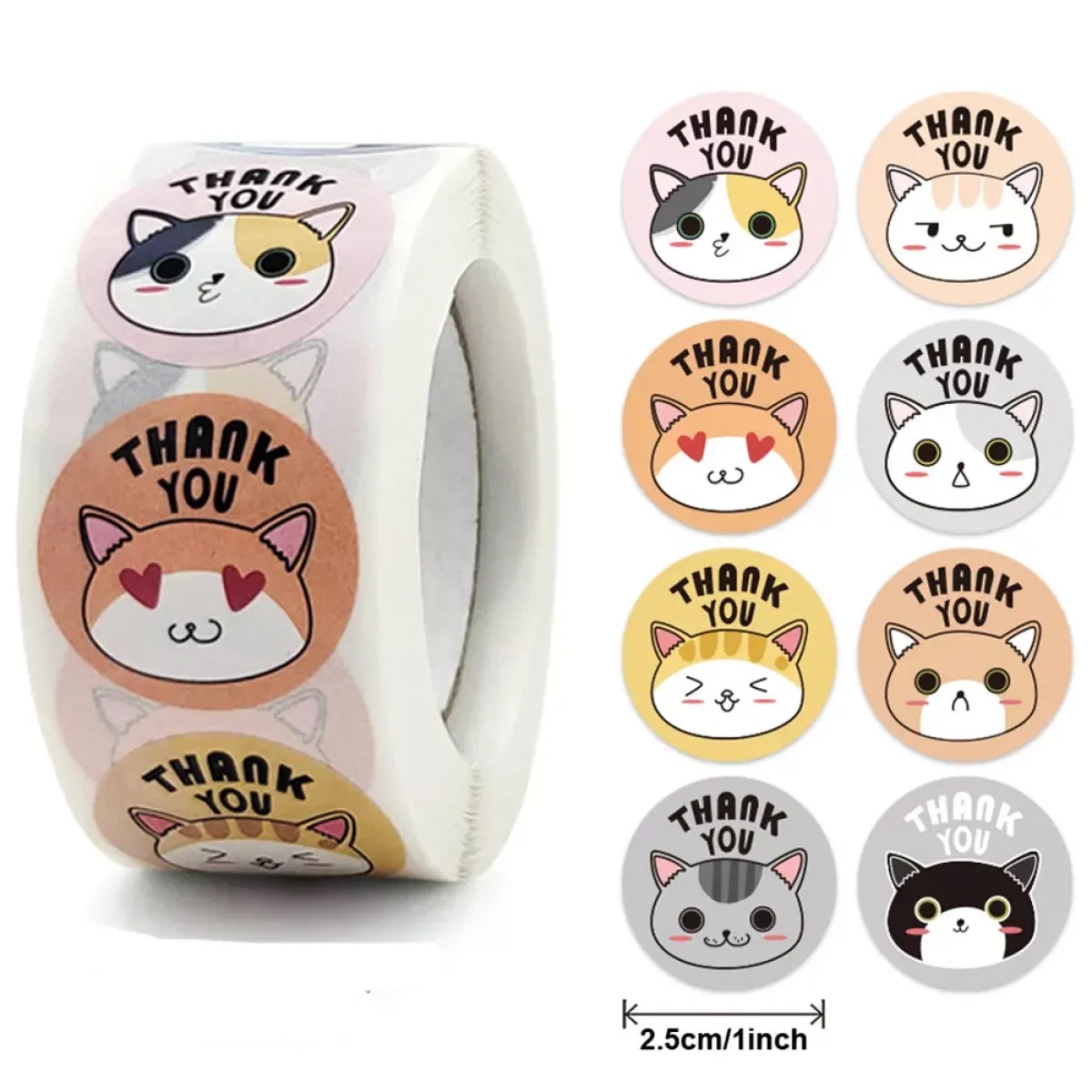 Cute Animal Thank You Stickers Roll - 100-500 PCS - Best Sellers - 1