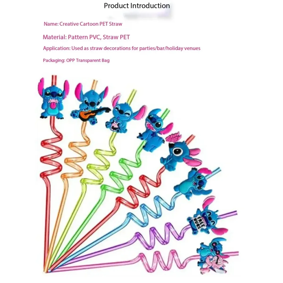 Stitch Kawaii Reusable Party Straws Set - Anime - Costume Props - 5