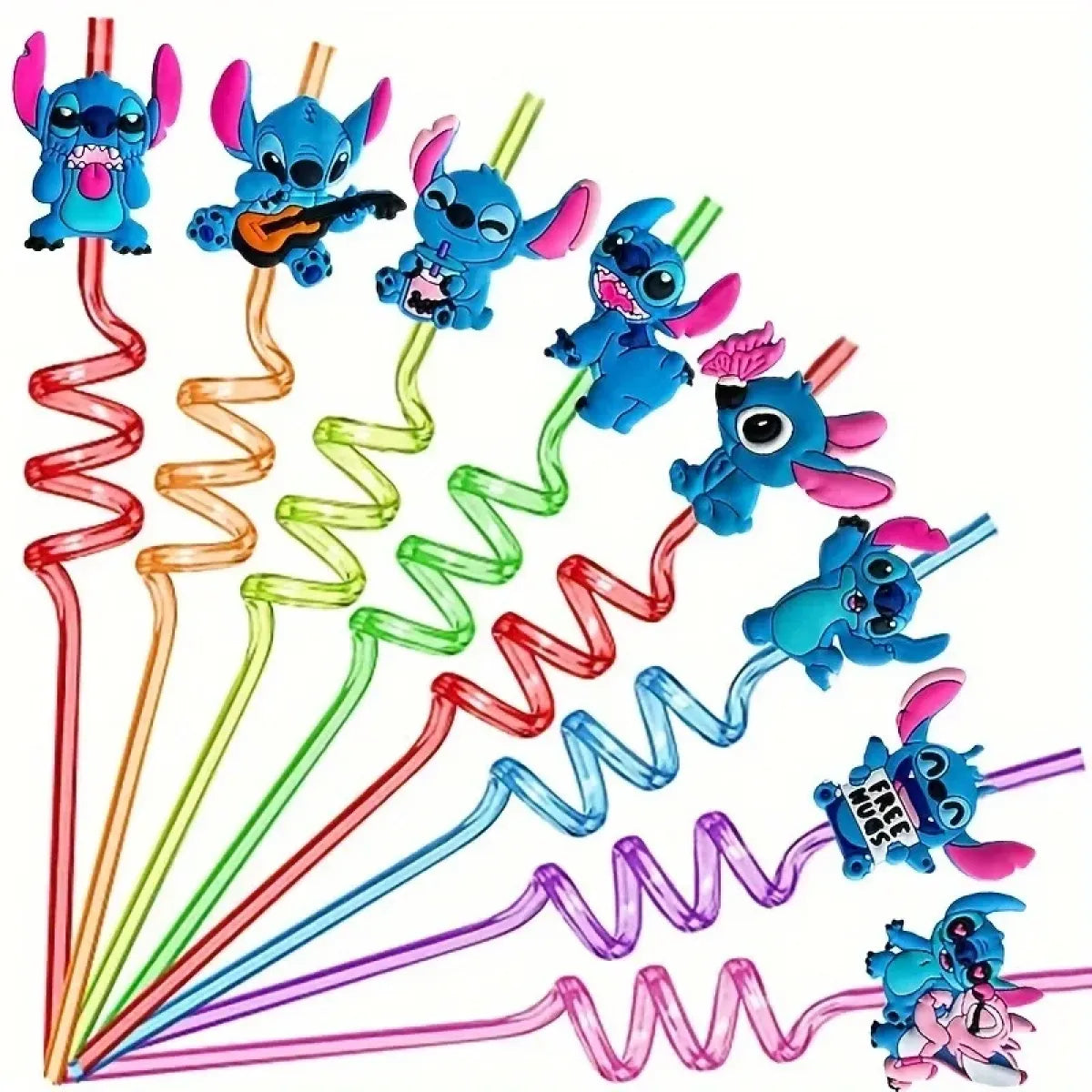 Stitch Kawaii Reusable Party Straws Set - Anime - Costume Props - 6