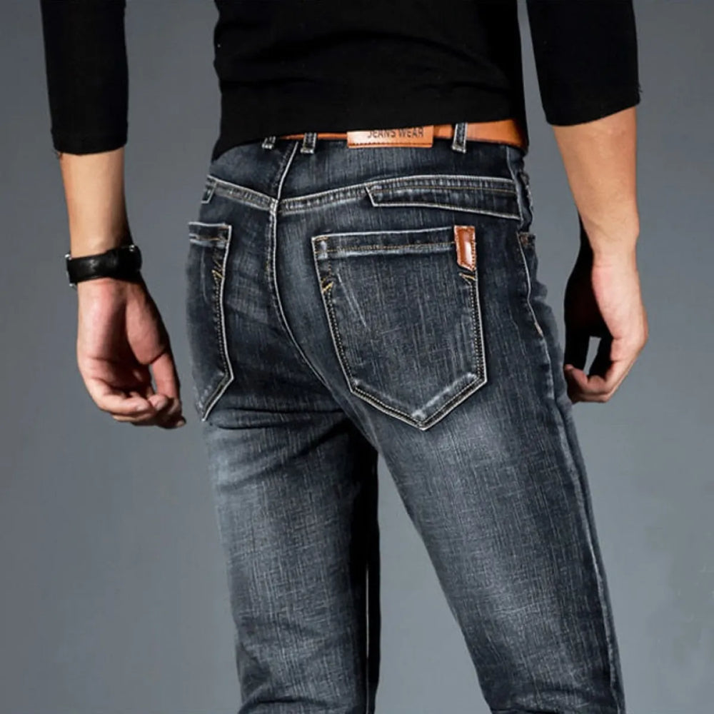 Straight Fit Elastic Denim Trousers - Men’s Clothing & Accessories - 1