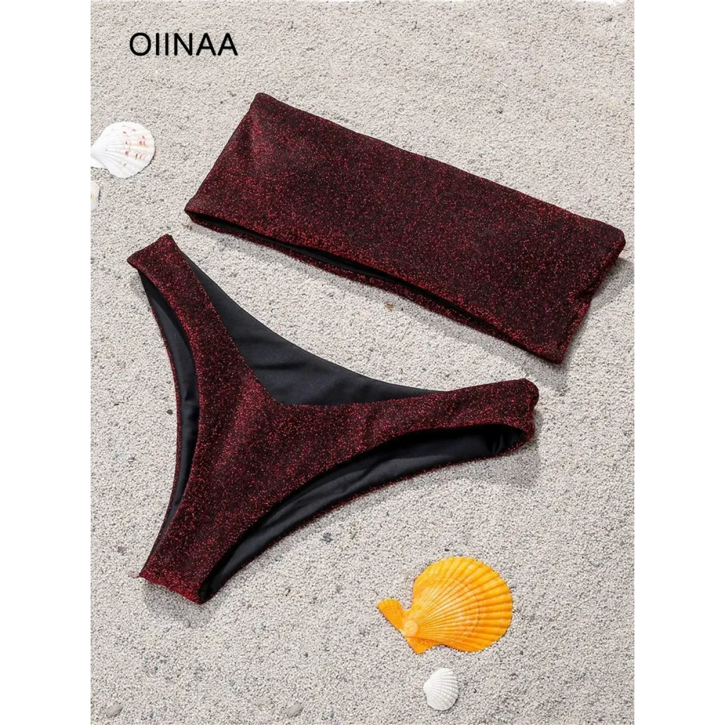 Glitter Strapless Bikini Set – Shiny Sparkle Beachwear 2025 - Swimsuits - Swimwear - 6