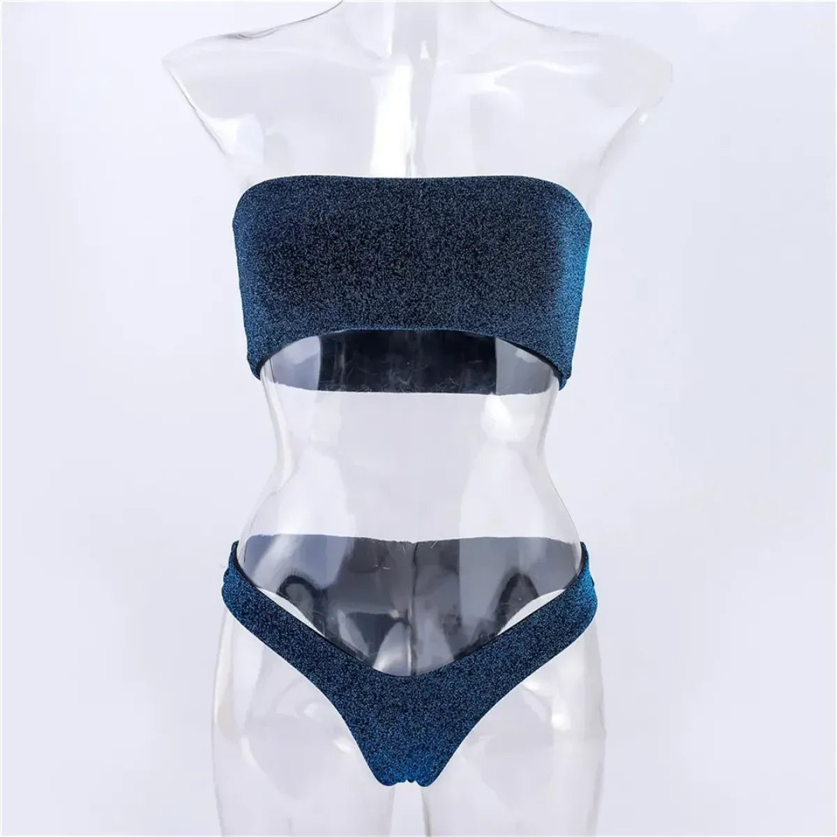 Glitter Strapless Bikini Set – Shiny Sparkle Beachwear 2025 - Swimsuits - Swimwear - 34