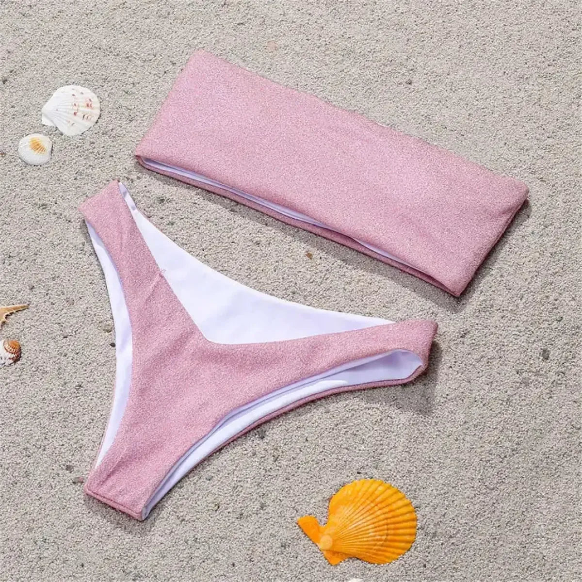 Glitter Strapless Bikini Set – Shiny Sparkle Beachwear 2025 - Swimsuits - Swimwear - 35