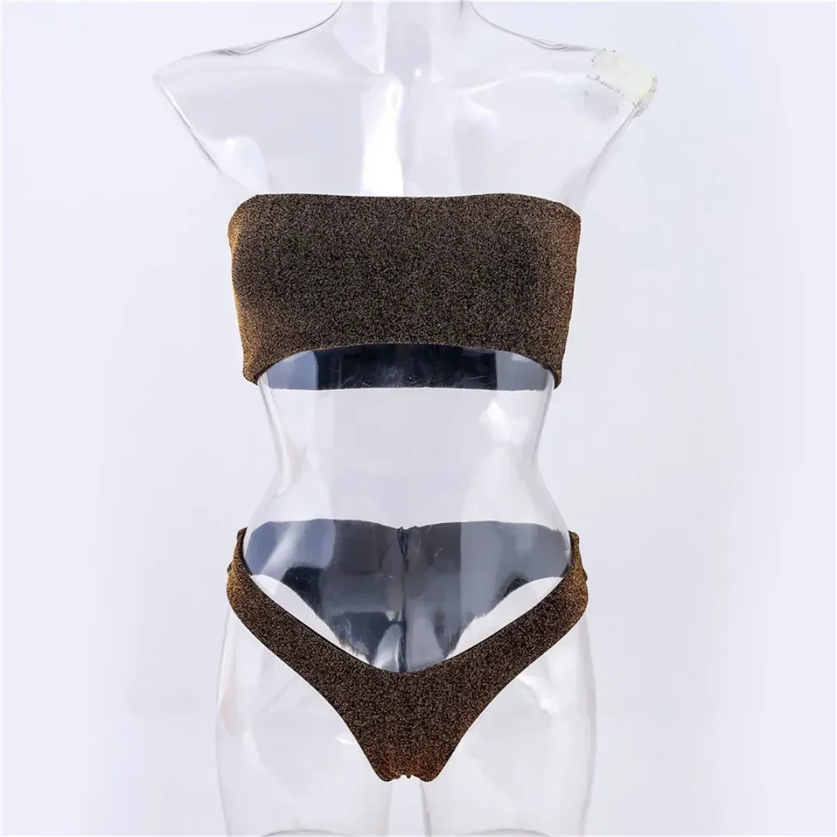 Glitter Strapless Bikini Set – Shiny Sparkle Beachwear 2025 - Swimsuits - Swimwear - 43