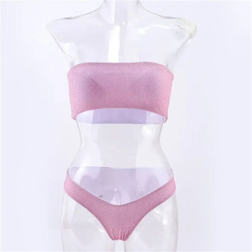 Glitter Strapless Bikini Set – Shiny Sparkle Beachwear 2025 - Swimsuits - Swimwear - 37