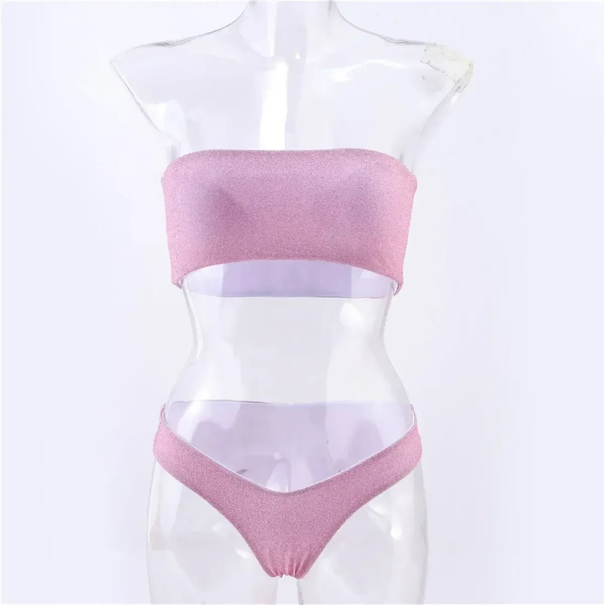 Glitter Strapless Bikini Set – Shiny Sparkle Beachwear 2025 - Swimsuits - Swimwear - 37