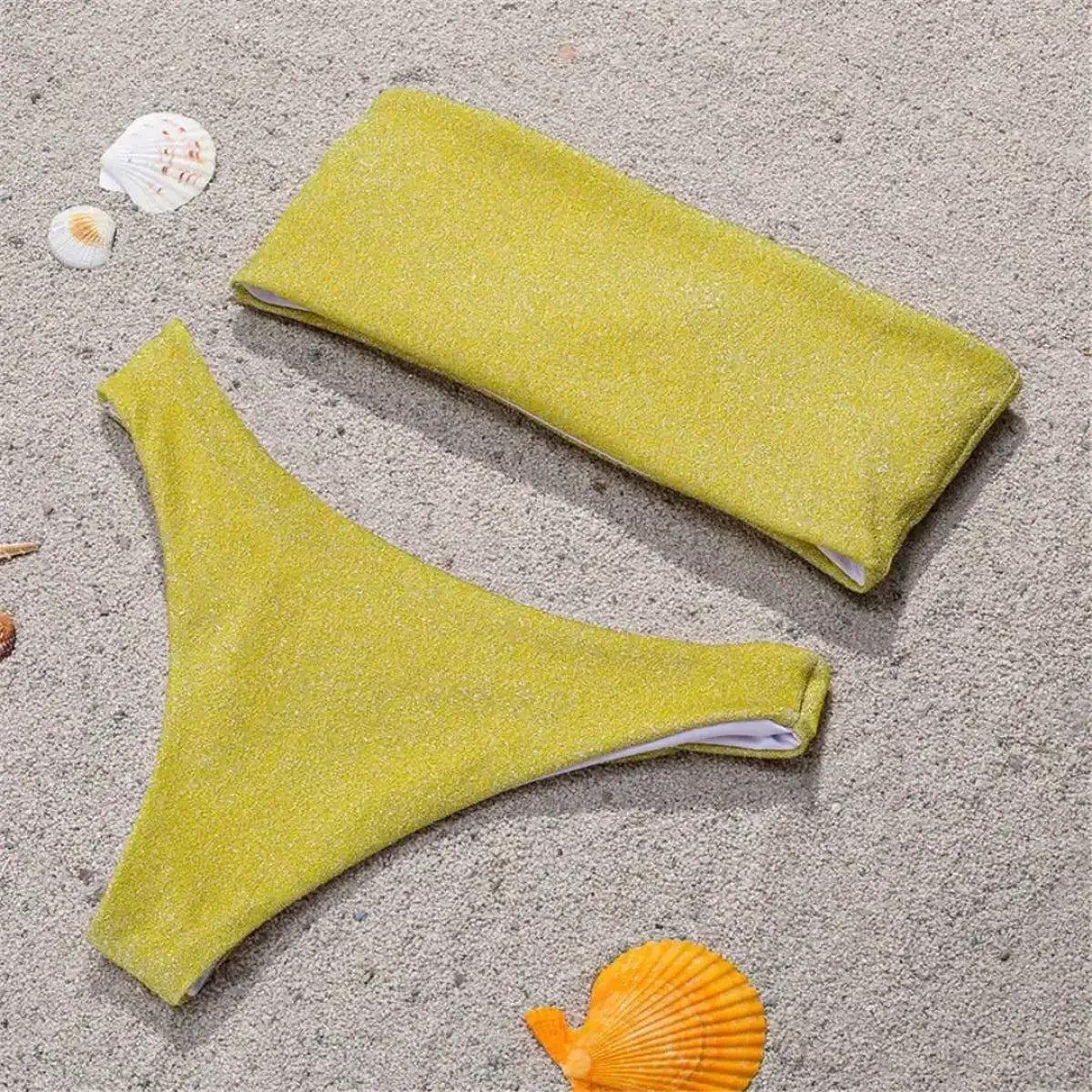 Glitter Strapless Bikini Set – Shiny Sparkle Beachwear 2025 - Swimsuits - Swimwear - 29