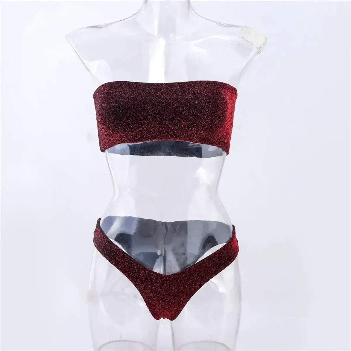 Glitter Strapless Bikini Set – Shiny Sparkle Beachwear 2025 - Swimsuits - Swimwear - 40