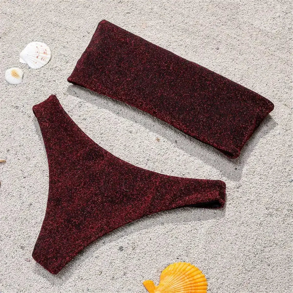 Glitter Strapless Bikini Set – Shiny Sparkle Beachwear 2025 - Swimsuits - Swimwear - 39