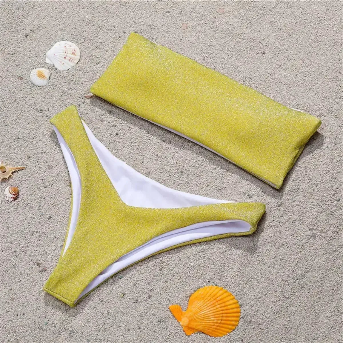 Glitter Strapless Bikini Set – Shiny Sparkle Beachwear 2025 - Swimsuits - Swimwear - 30