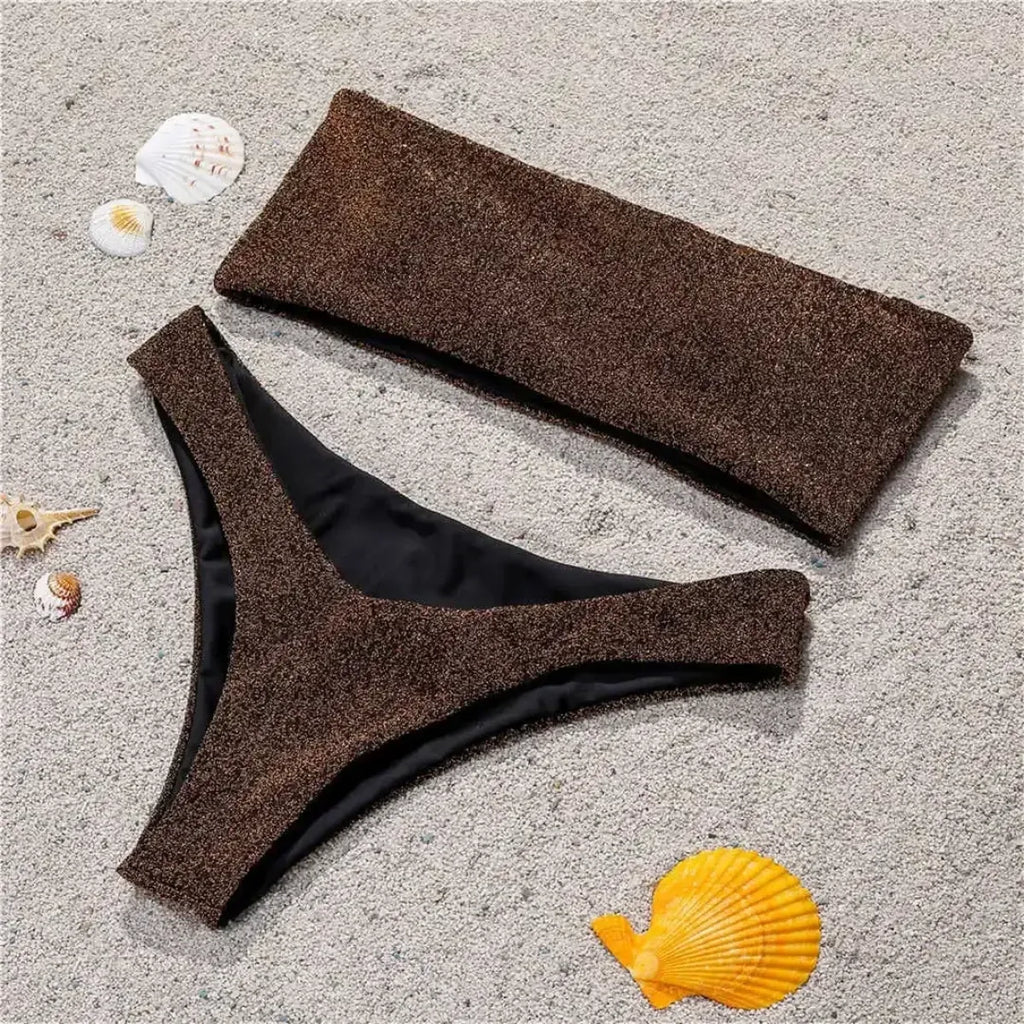 Glitter Strapless Bikini Set – Shiny Sparkle Beachwear 2025 - Swimsuits - Swimwear - 41