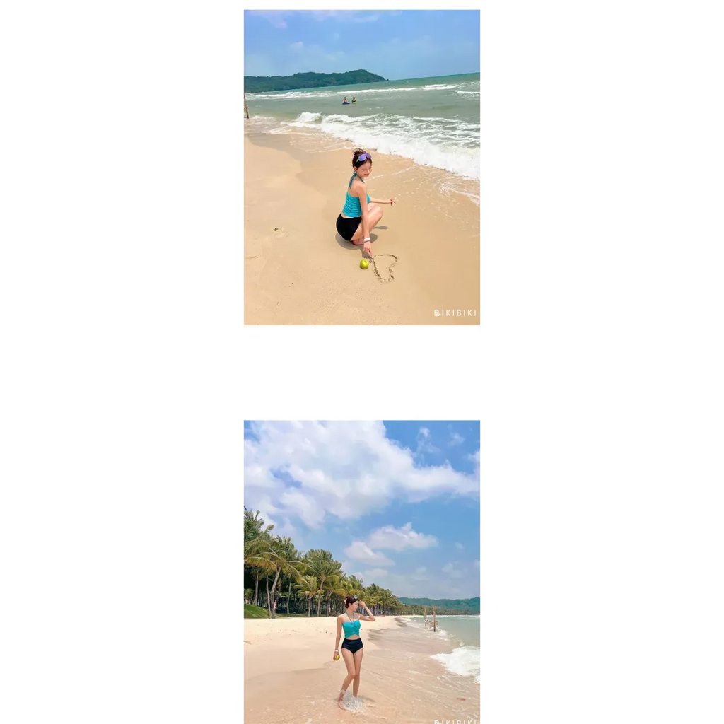 Strapless Bikini Set – High Waisted Black Contrast Lace Up Swimsuit - Sexy Products - Swimwear - 11