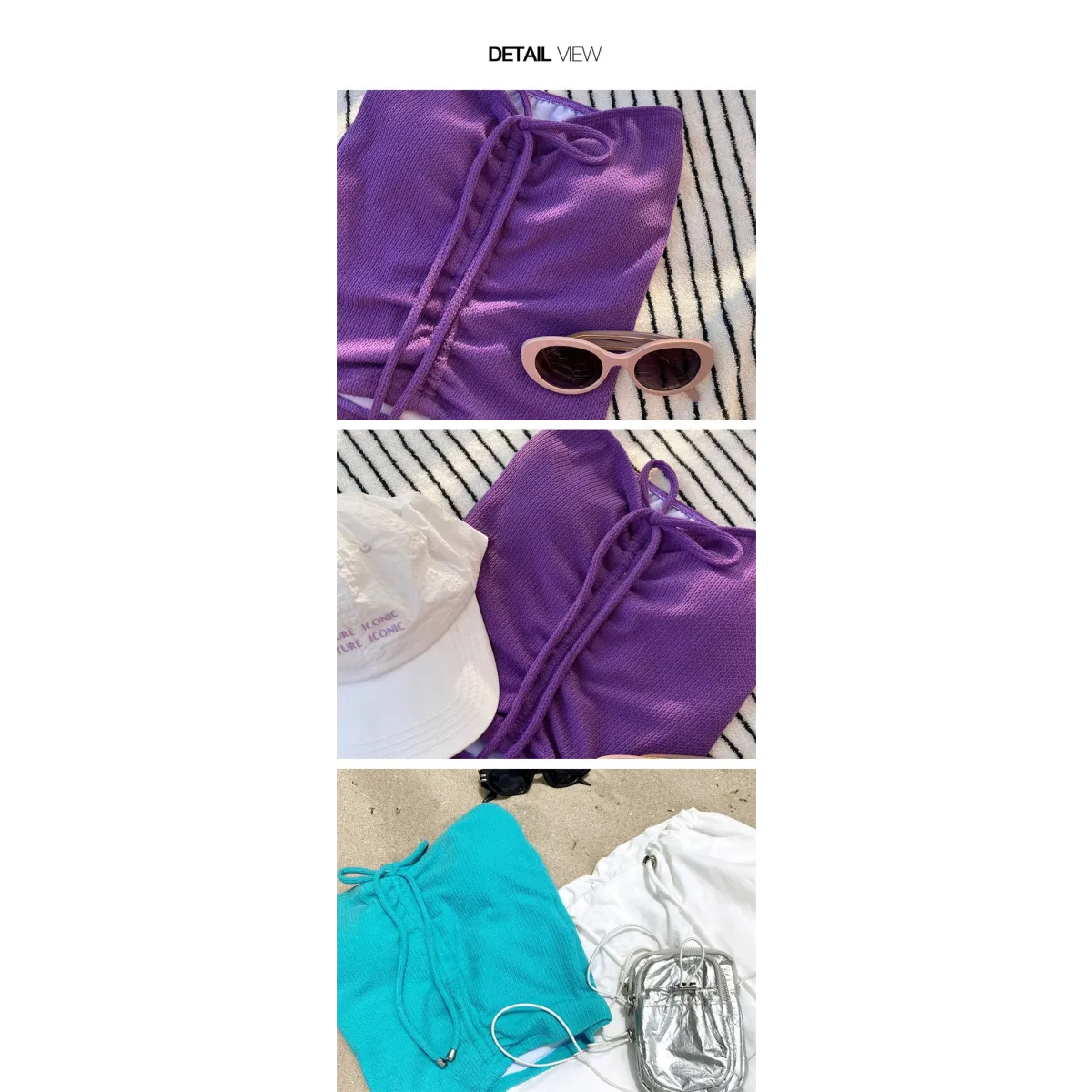 Strapless Bikini Set – High Waisted Black Contrast Lace Up Swimsuit - Sexy Products - Swimwear - 20