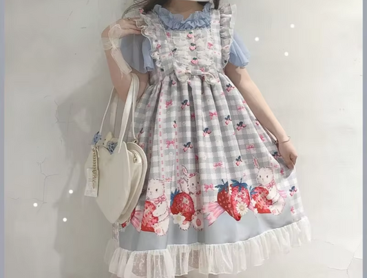 Strawberry Bunny Lolita JSK Dress – Harajuku Cosplay Style - All Dresses - Dresses - 2025 - 2 - Worldwide Shipping