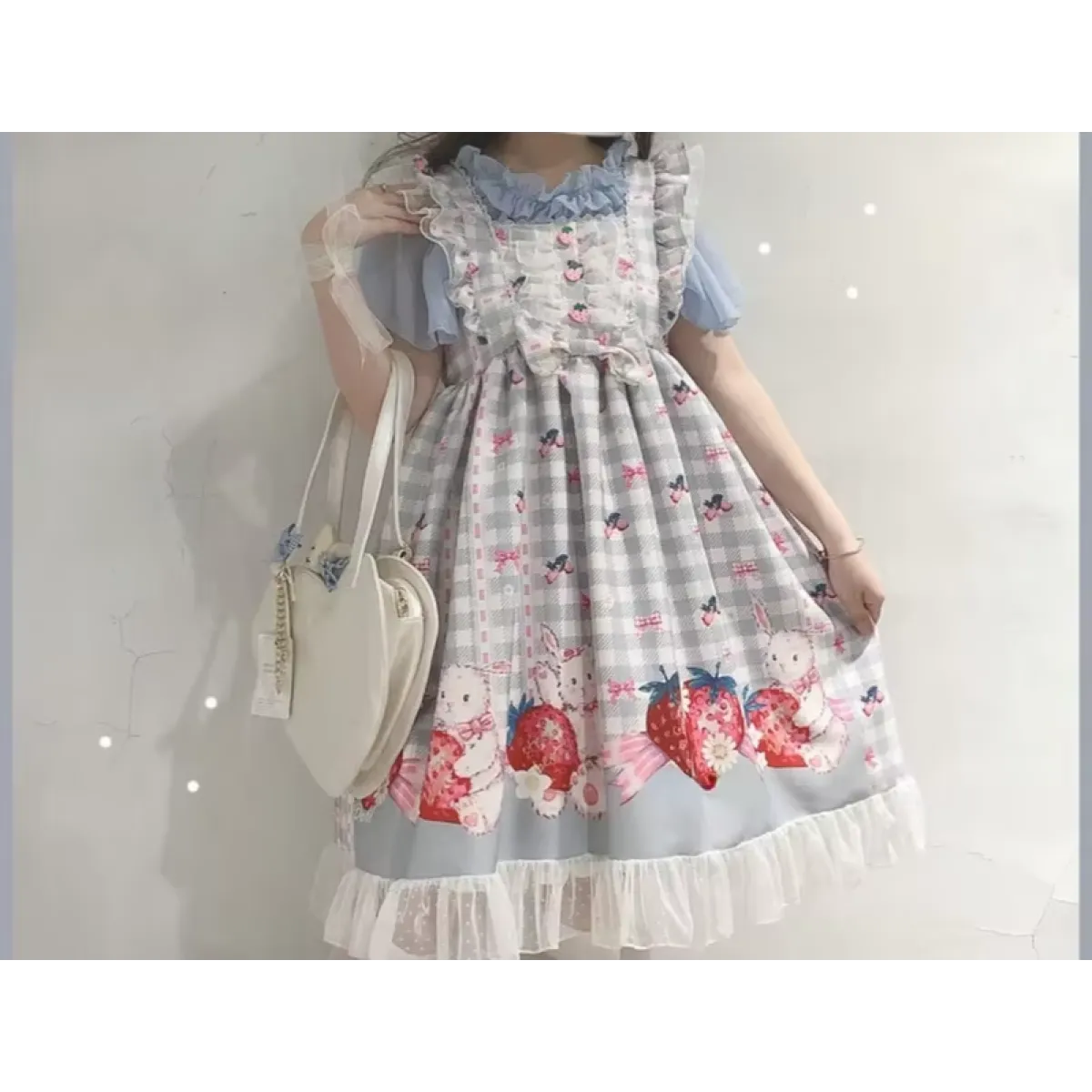 Strawberry Bunny Lolita JSK Dress – Harajuku Cosplay Style - All Dresses - Sleeveless - Square - Lolita Dress - 2