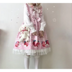 Strawberry Bunny Lolita JSK Dress – Harajuku Cosplay Style - All Dresses - Sleeveless - Square - Lolita Dress - 3