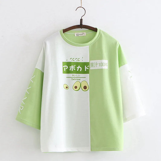 Strawberry Graphic T-Shirt for Women - Kawaii Harajuku Summer Tee - Green / One Size - T-Shirts - Shirts & Tops - 7