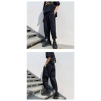 Men’s Simple Loose Black Cotton Pants - Bottoms - 7